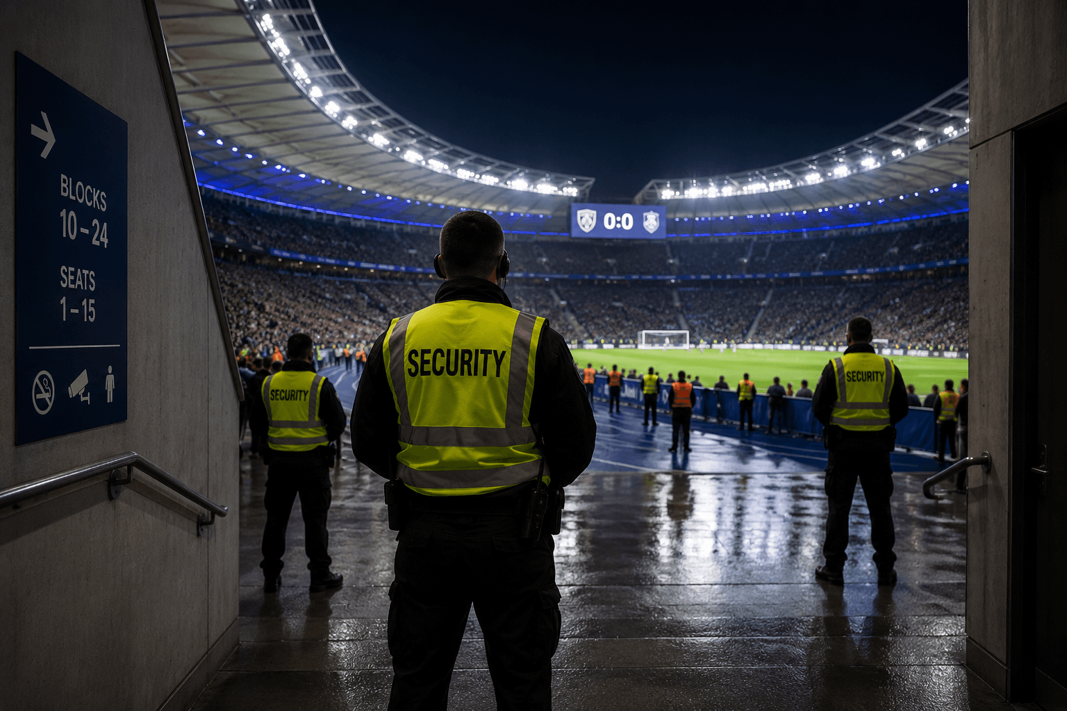 Major football stadium during an international tournament